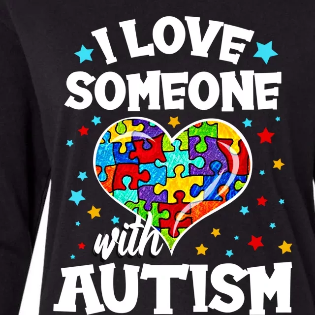 I Love Someone With Autism Gift Womens Cotton Relaxed Long Sleeve T-Shirt