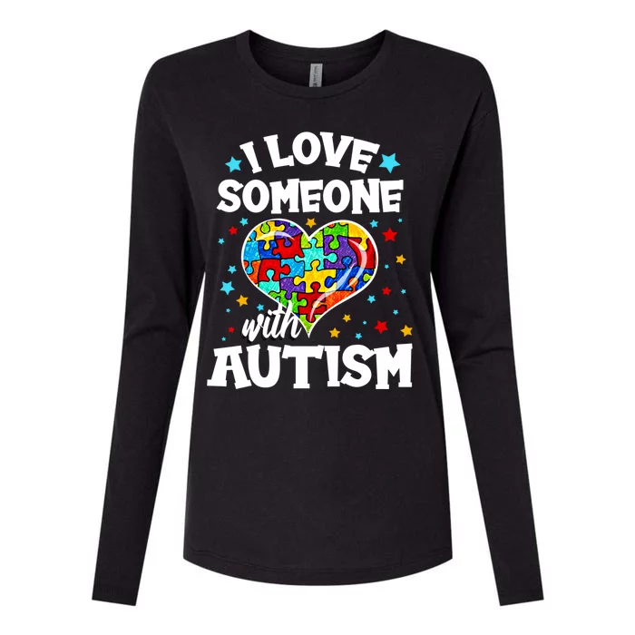 I Love Someone With Autism Gift Womens Cotton Relaxed Long Sleeve T-Shirt