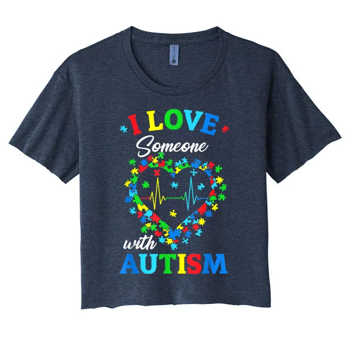 I Love Someone With Autism Awareness Men Women K.ids TS.hirt Women's Crop Top Tee