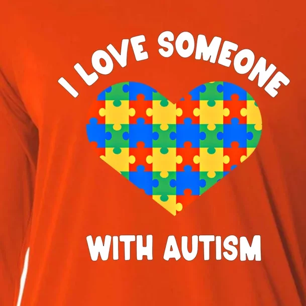 I Love Someone With Autism Puzzle Heart Awareness Gift Cooling Performance Long Sleeve Crew