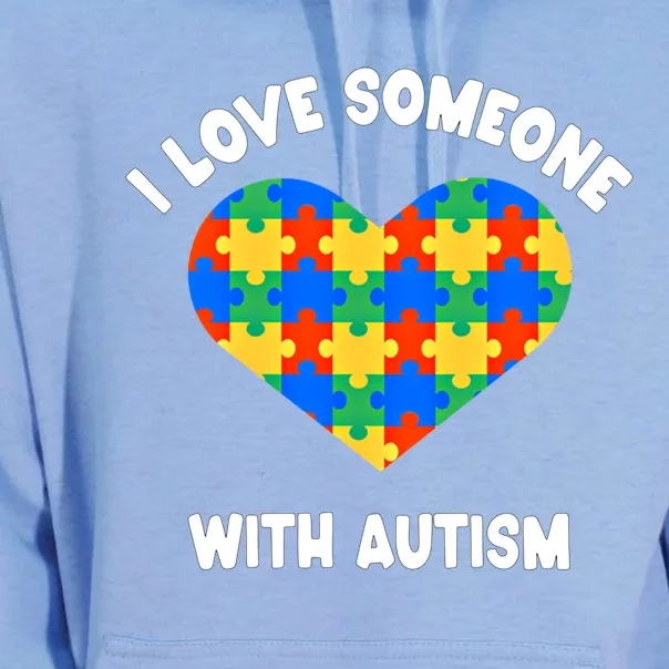 I Love Someone With Autism Puzzle Heart Awareness Gift Unisex Surf Hoodie