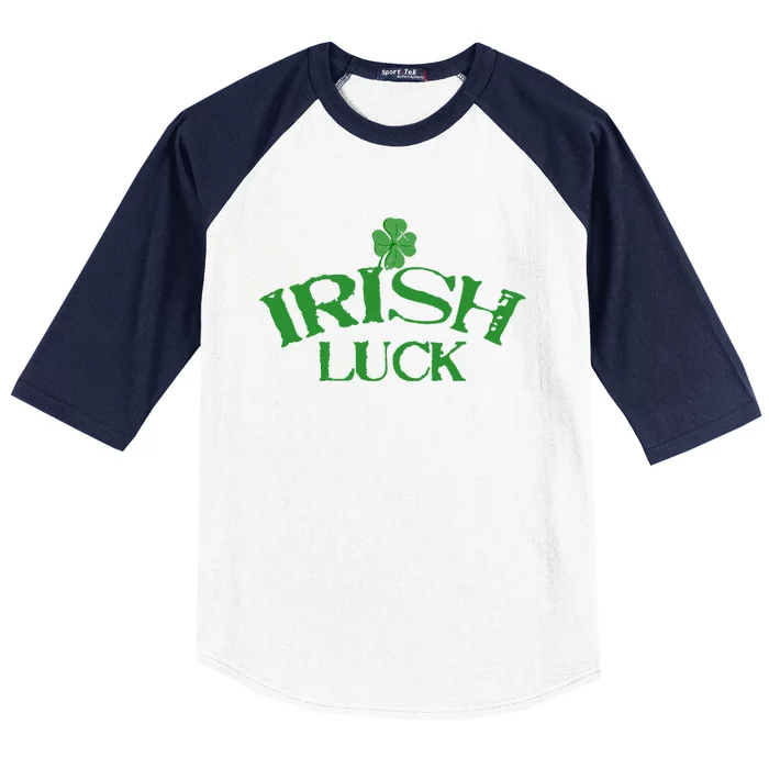 Irish Luck Saint St. Patrick's Day Clover Casino Baseball Sleeve Shirt