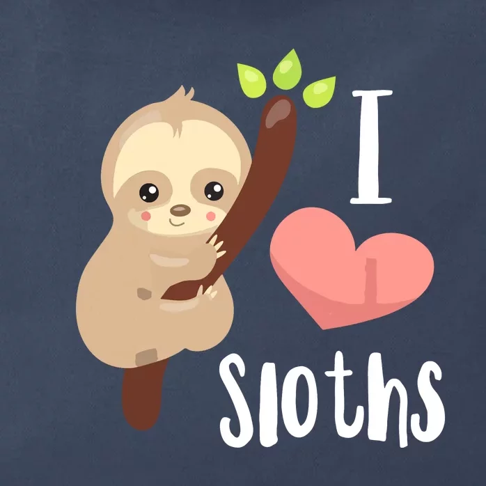 I LOVE Sloths! Cute Sloth Zip Tote Bag