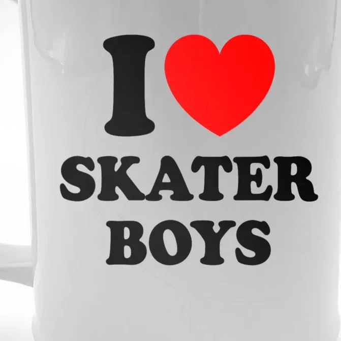 I Love Skater Boy Heart Skateboarding Front & Back Beer Stein