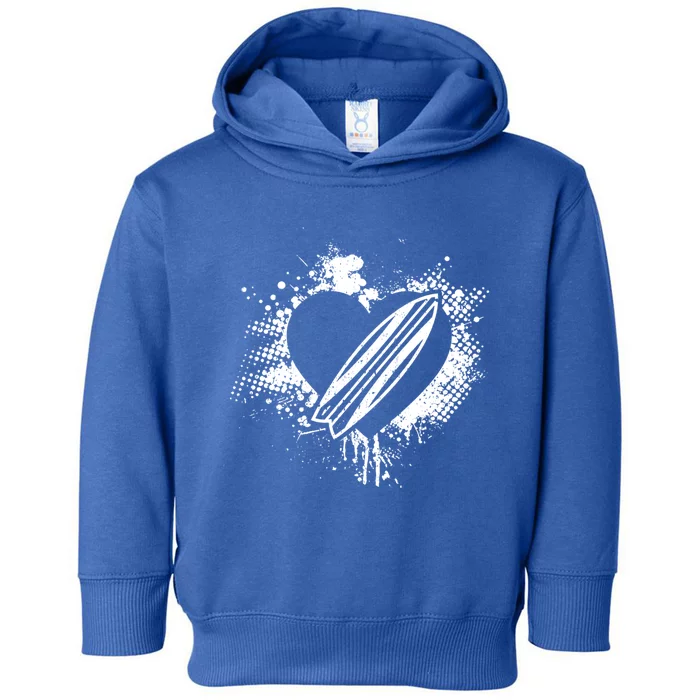 I Love Surfing Funny Surfer Surfboard Valentine's Day Gift Toddler Hoodie