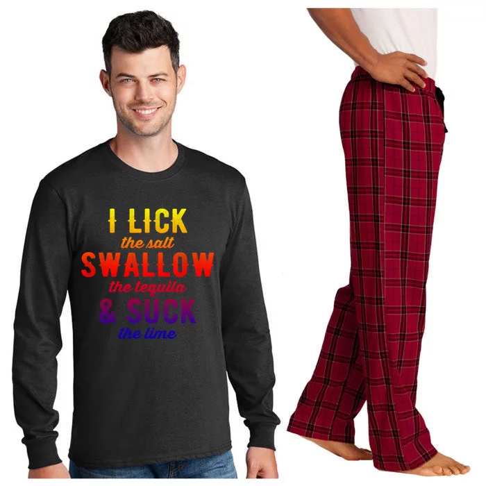 I Lick Salt Swallow Tequila Suck Lime Funny Mexican Ing Cool Gift Long Sleeve Pajama Set