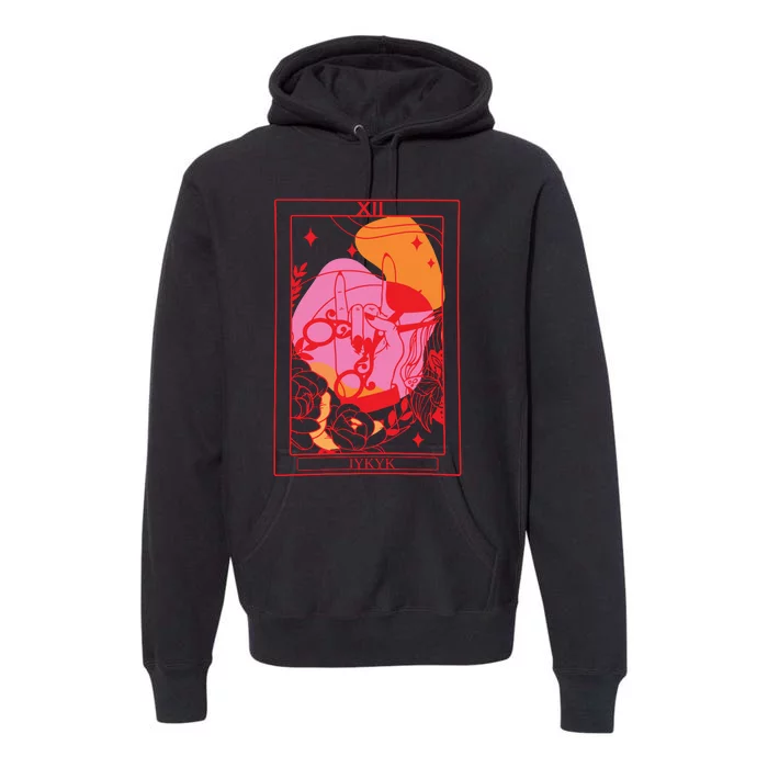 Iykyk Lesbian Sapphic Tarot Card Premium Hoodie