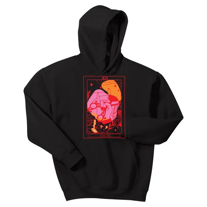 Iykyk Lesbian Sapphic Tarot Card Kids Hoodie