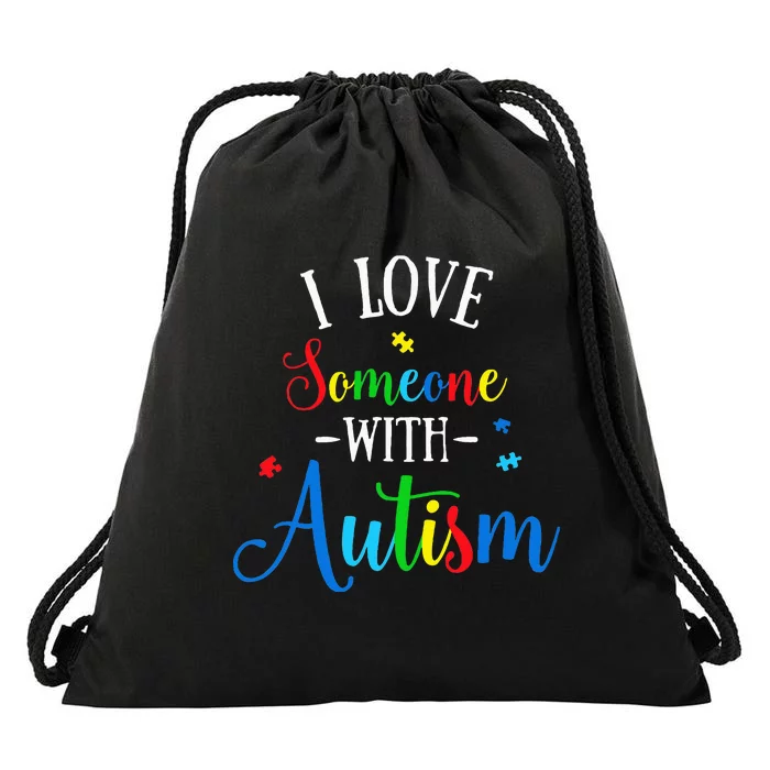 I Love Someone With Autism Awareness Drawstring Bag