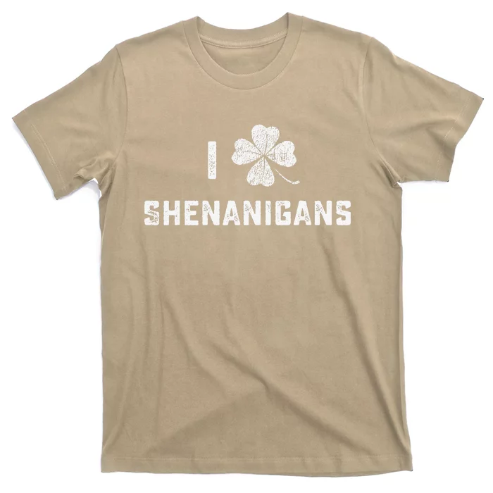 I Love Shenanigans St Patricks Day Shamrock T-Shirt