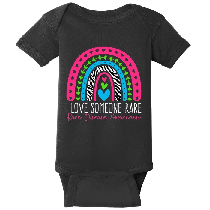 I Love Someone Rare Zebra Rainbow Rare Disease Awareness Baby Bodysuit