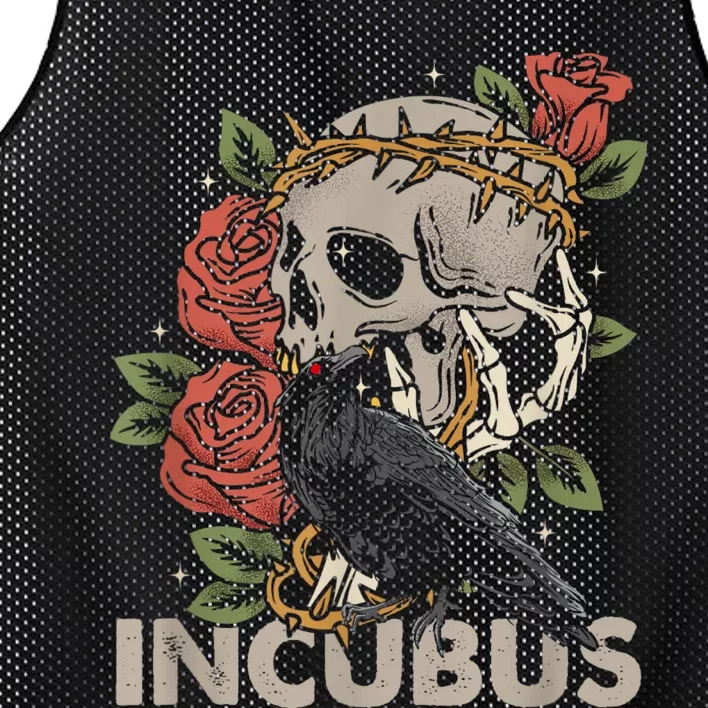 IncubusCrow Left Skull Morning And Flower Halloween Graphic Mesh Reversible Basketball Jersey Tank