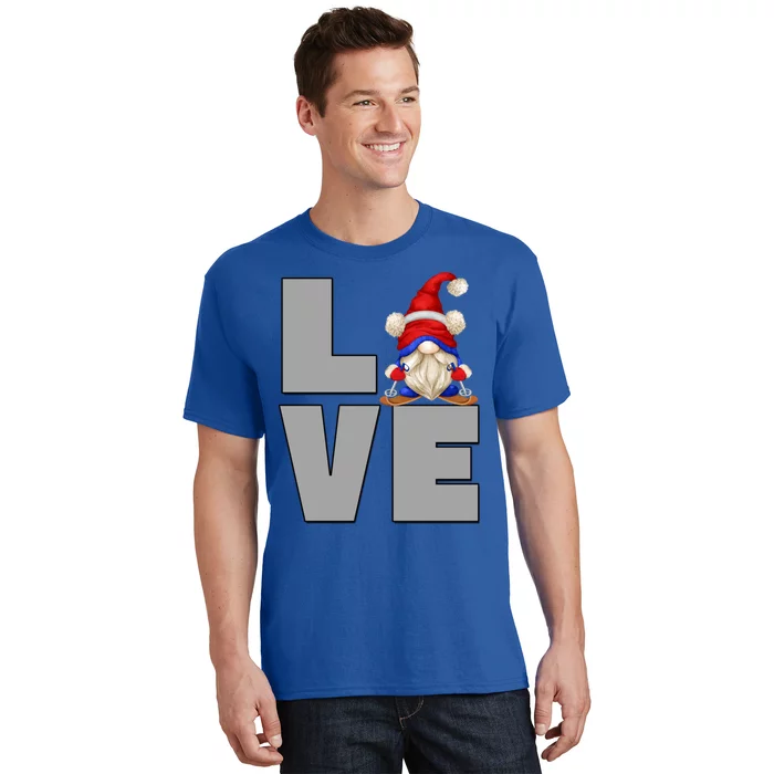 I Love Ski Dad Gnome Graphic Funny Winter Lover Gift T-Shirt