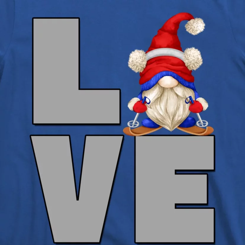 I Love Ski Dad Gnome Graphic Funny Winter Lover Gift T-Shirt