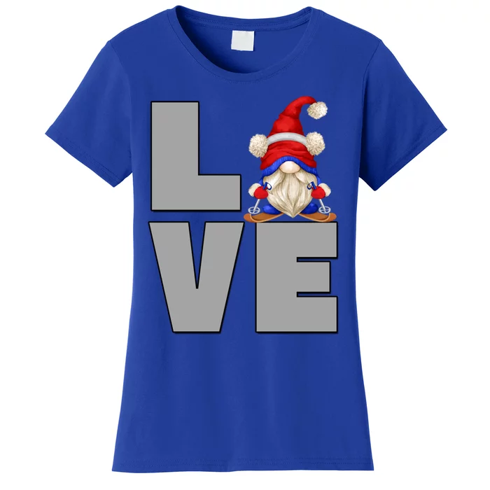 I Love Ski Dad Gnome Graphic Funny Winter Lover Gift Women's T-Shirt