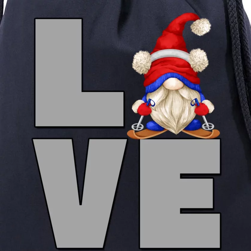 I Love Ski Dad Gnome Graphic Funny Winter Lover Gift Drawstring Bag