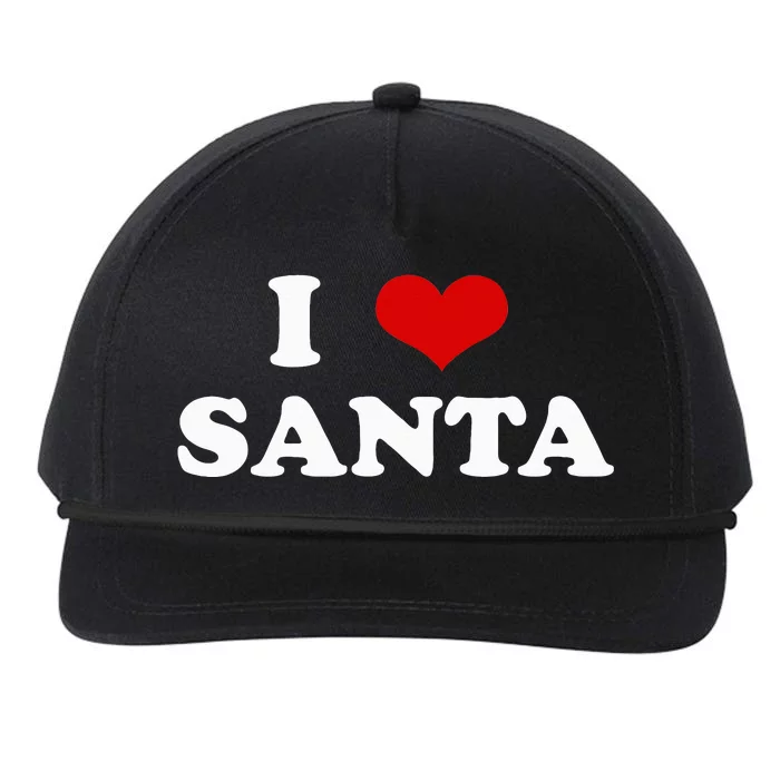 I Love Santa Funny Red Heart Love Christmas Xmas Humor Snapback Five-Panel Rope Hat