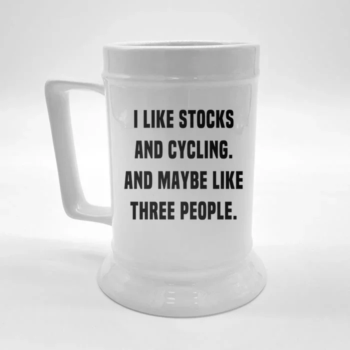 I Like Stocks And Cycling Funny Day Trader Stock Market Gift Front & Back Beer Stein