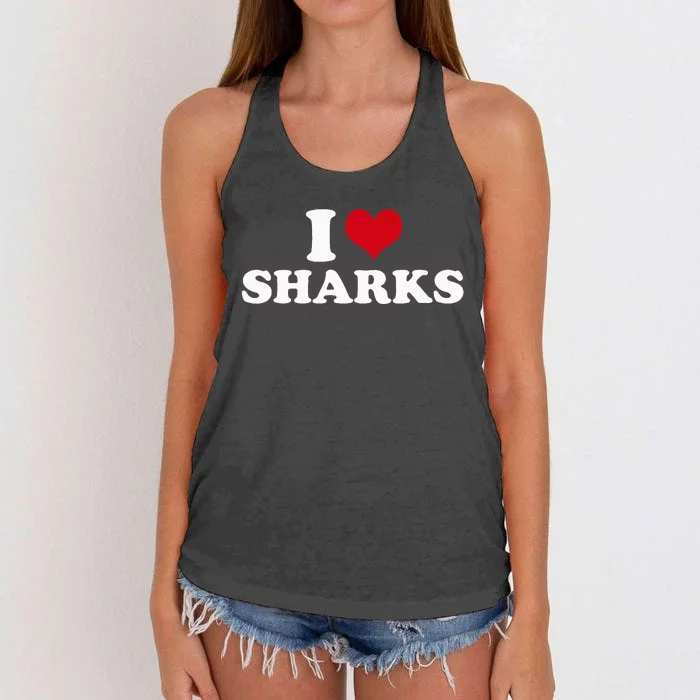 I Love Sharks Women's Knotted Racerback Tank