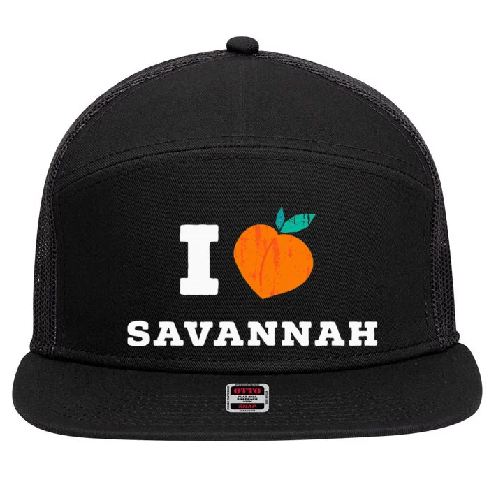 I Love Savannah Georgia Minimal Savannah Ga Peach 7 Panel Mesh Trucker Snapback Hat