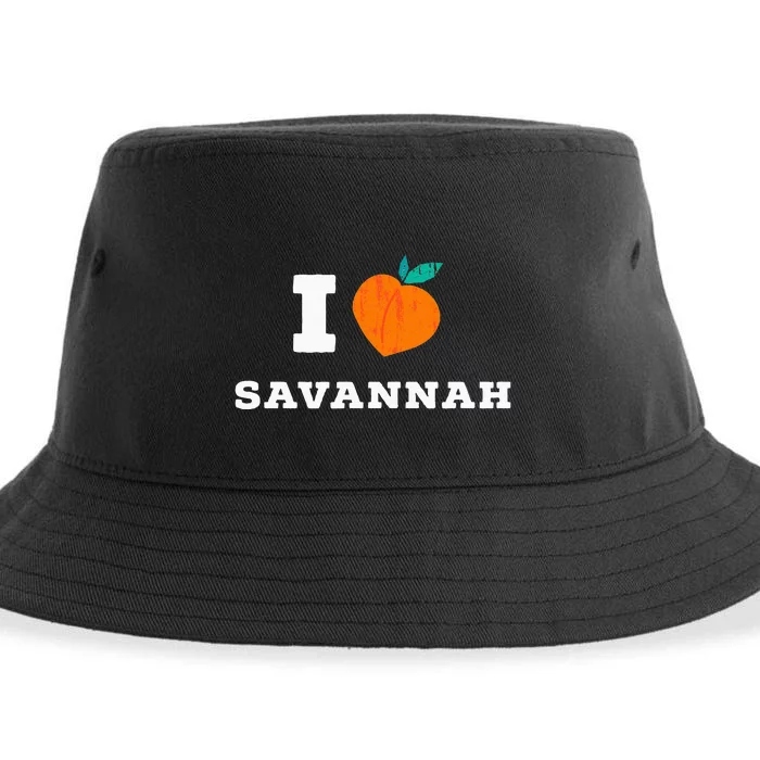 I Love Savannah Georgia Minimal Savannah Ga Peach Sustainable Bucket Hat