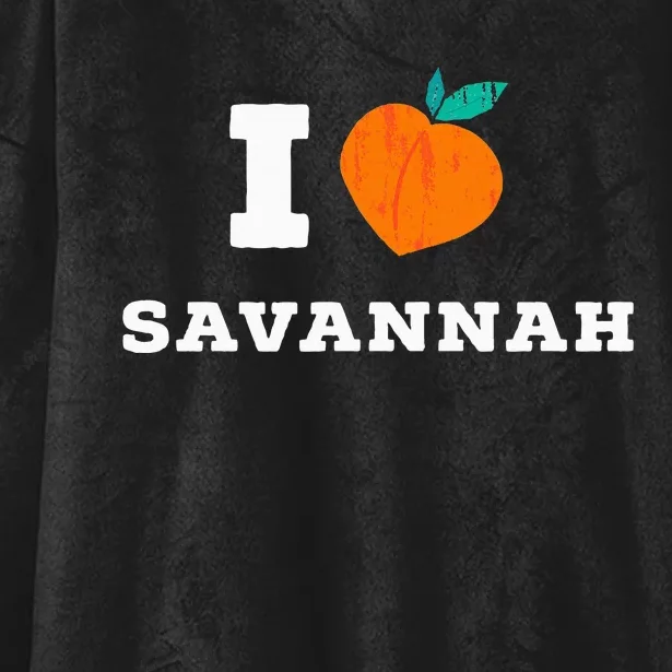 I Love Savannah Georgia Minimal Savannah Ga Peach Hooded Wearable Blanket