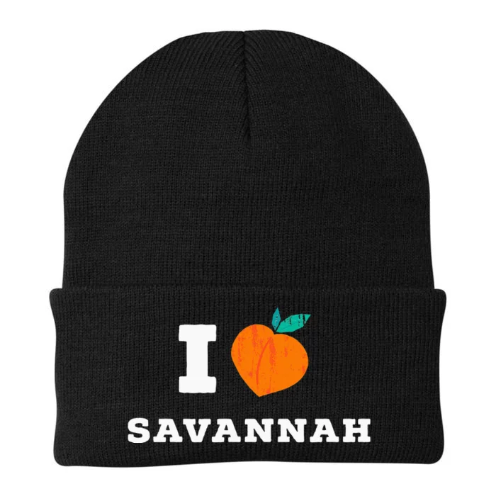 I Love Savannah Georgia Minimal Savannah Ga Peach Knit Cap Winter Beanie