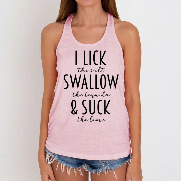 I Lick Salt Swallow Tequila Suck Lime Funny Mexican Ing Gift Women's Knotted Racerback Tank