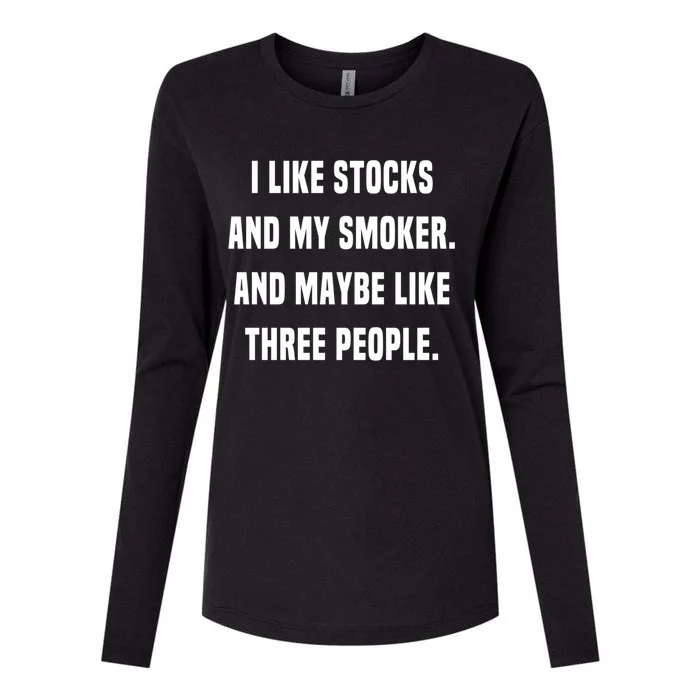 I Like Stocks And My Smoker Funny Day Trader Stock Market Cute Gift Womens Cotton Relaxed Long Sleeve T-Shirt