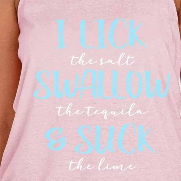 I Lick Salt Swallow Tequila Suck Lime Funny Mexican Ing Gift Women's Knotted Racerback Tank