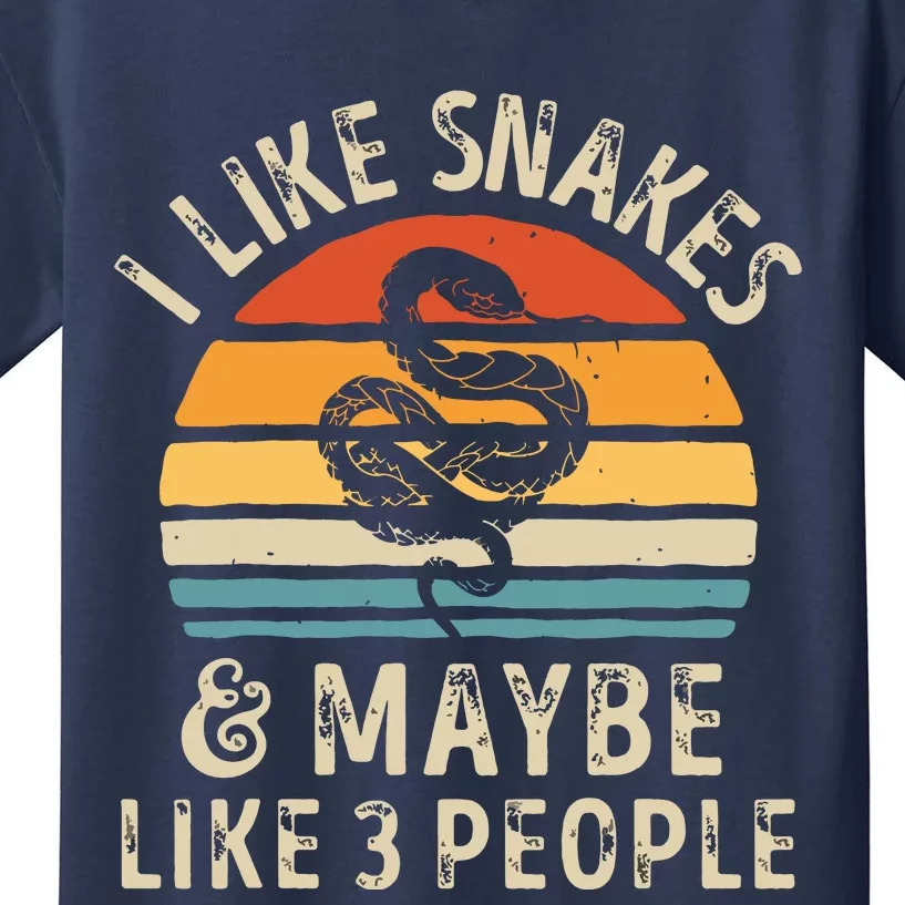 I Like Snakes And Maybe 3 People Snake Reptile Lover Retro Kids T-Shirt