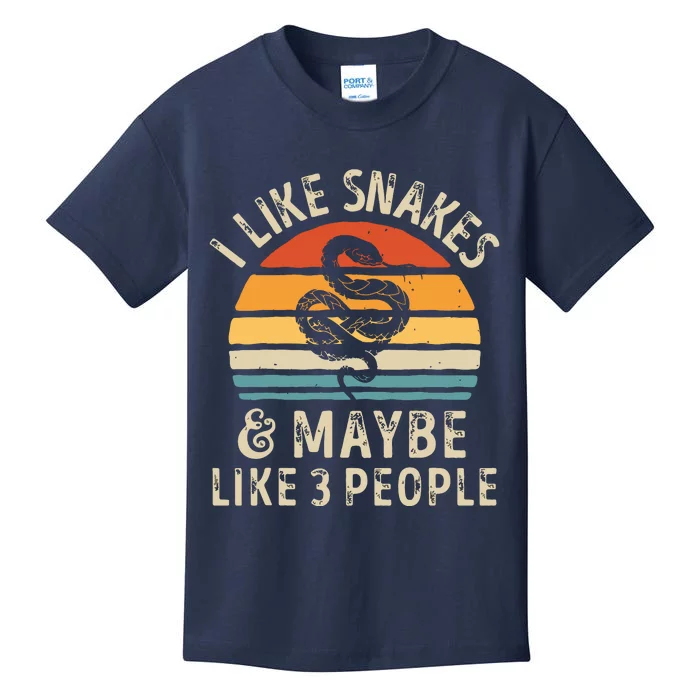 I Like Snakes And Maybe 3 People Snake Reptile Lover Retro Kids T-Shirt