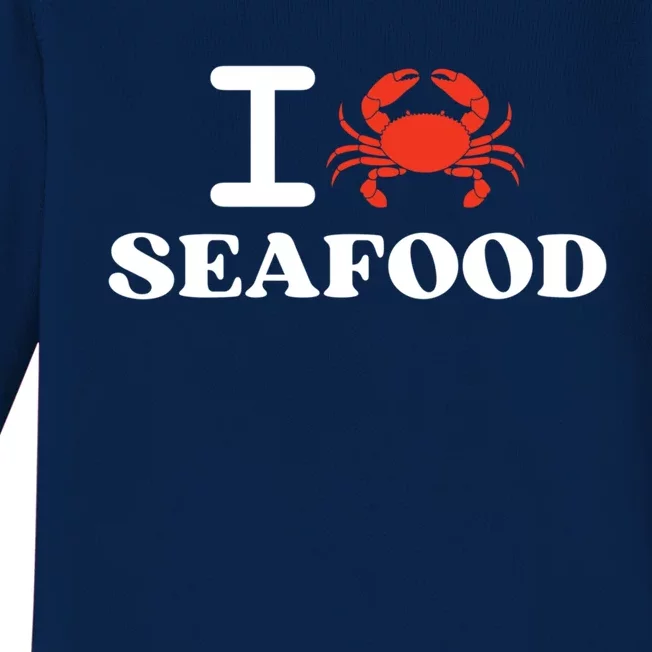 I Love Seafood Crab Shellfish National Seafood Month Gift Baby Long Sleeve Bodysuit