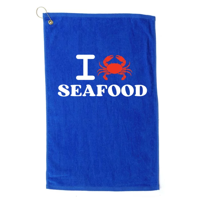 I Love Seafood Crab Shellfish National Seafood Month Gift Platinum Collection Golf Towel