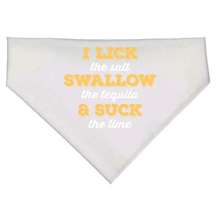 I Lick Salt Swallow Tequila Suck Lime Funny Mexican Ing Cute Gift USA-Made Doggie Bandana