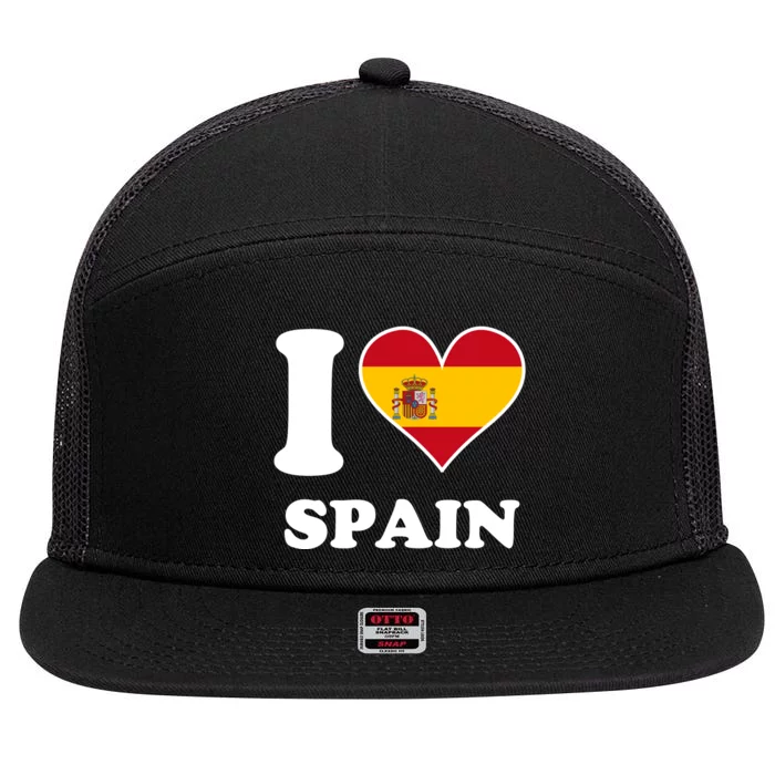 I Love Spain Spanish Flag Heart 7 Panel Mesh Trucker Snapback Hat