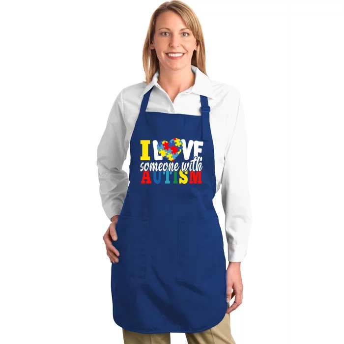 I Love Someone With Autism Autistic Awareness Month Warriors Great Gift Full-Length Apron With Pocket