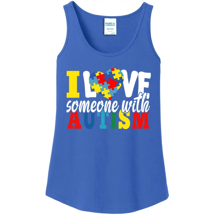 I Love Someone With Autism Autistic Awareness Month Warriors Great Gift Ladies Essential Tank