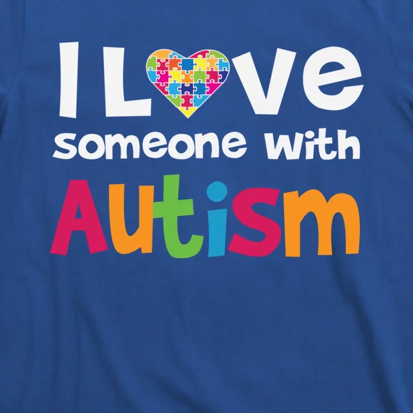 I Love Someone With Autism Gift Autistic Awareness Puzzle Heart Gift T-Shirt