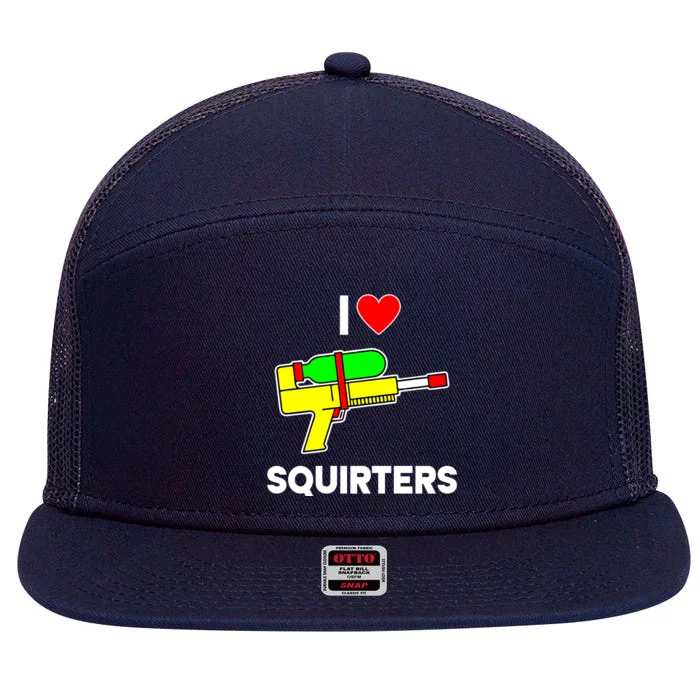 I Love Squirters Funny 7 Panel Mesh Trucker Snapback Hat