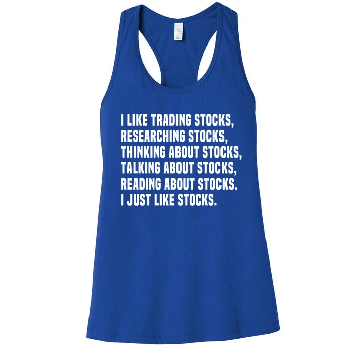 I Like Stocks Funny Day Trader Stock Market Gift Women's Racerback Tank