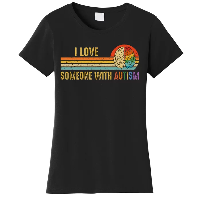 I Love Someone With Autism Neurodiversity April Retro Sunset Women's T-Shirt