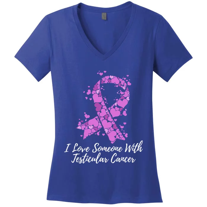 I Love Someone With Testicular Cancer Awareness Meaningful Gift Women's V-Neck T-Shirt