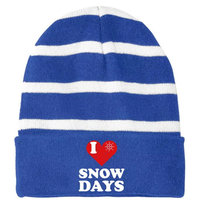 I Love Snow Snowflakes Lover Funny Gift Striped Beanie with Solid Band