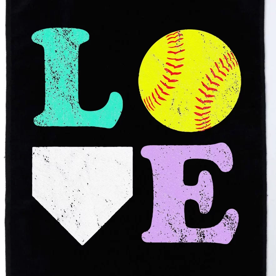 I Love Softball Platinum Collection Golf Towel