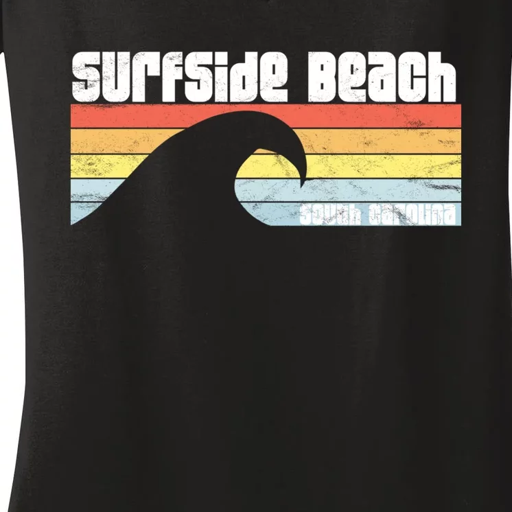 I Love Surfside Beach South Carolina Atlantic Ocean Wave Sc Women's V-Neck T-Shirt