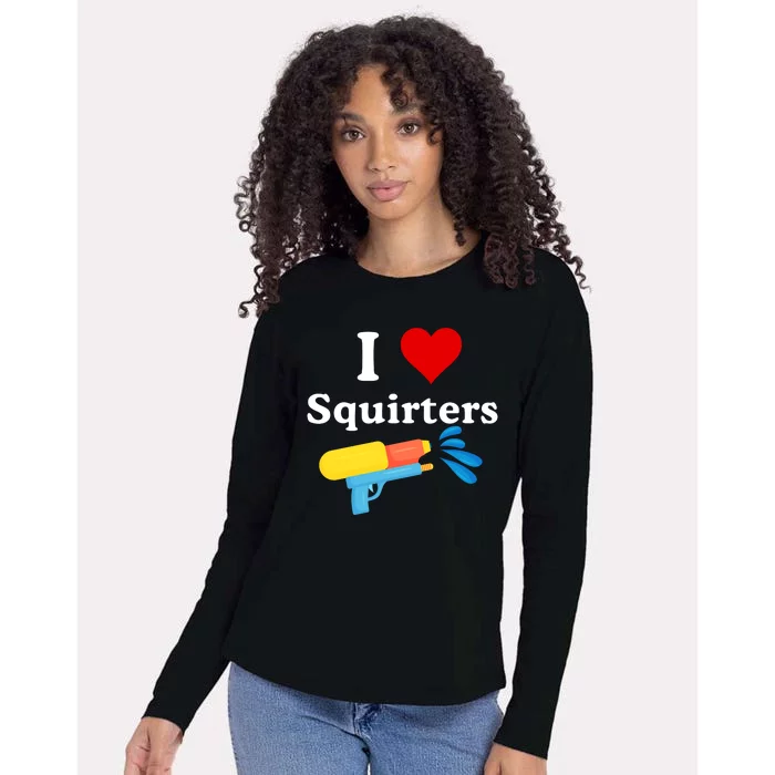 I Love Squiters With Water Gun Womens Cotton Relaxed Long Sleeve T-Shirt