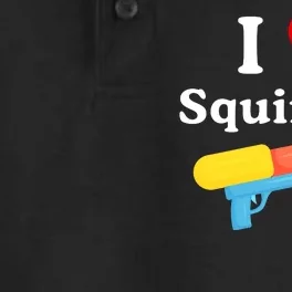 I Love Squiters With Water Gun Dry Zone Grid Performance Polo