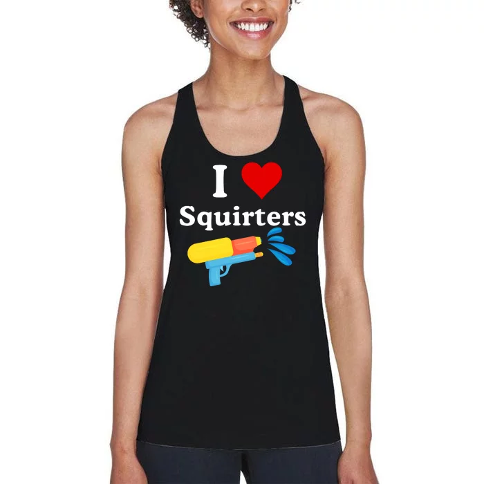 I Love Squiters With Water Gun Women's Racerback Tank