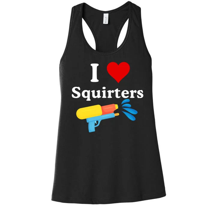 I Love Squiters With Water Gun Women's Racerback Tank